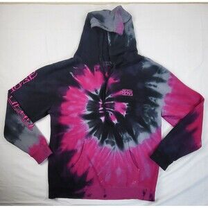 Zeds Dead Hoodie Pink/Black Tie Dye Back and Arm Graphic Men’s Large